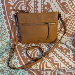 kate spade Pebbled Leather Crossbody in Cognac
